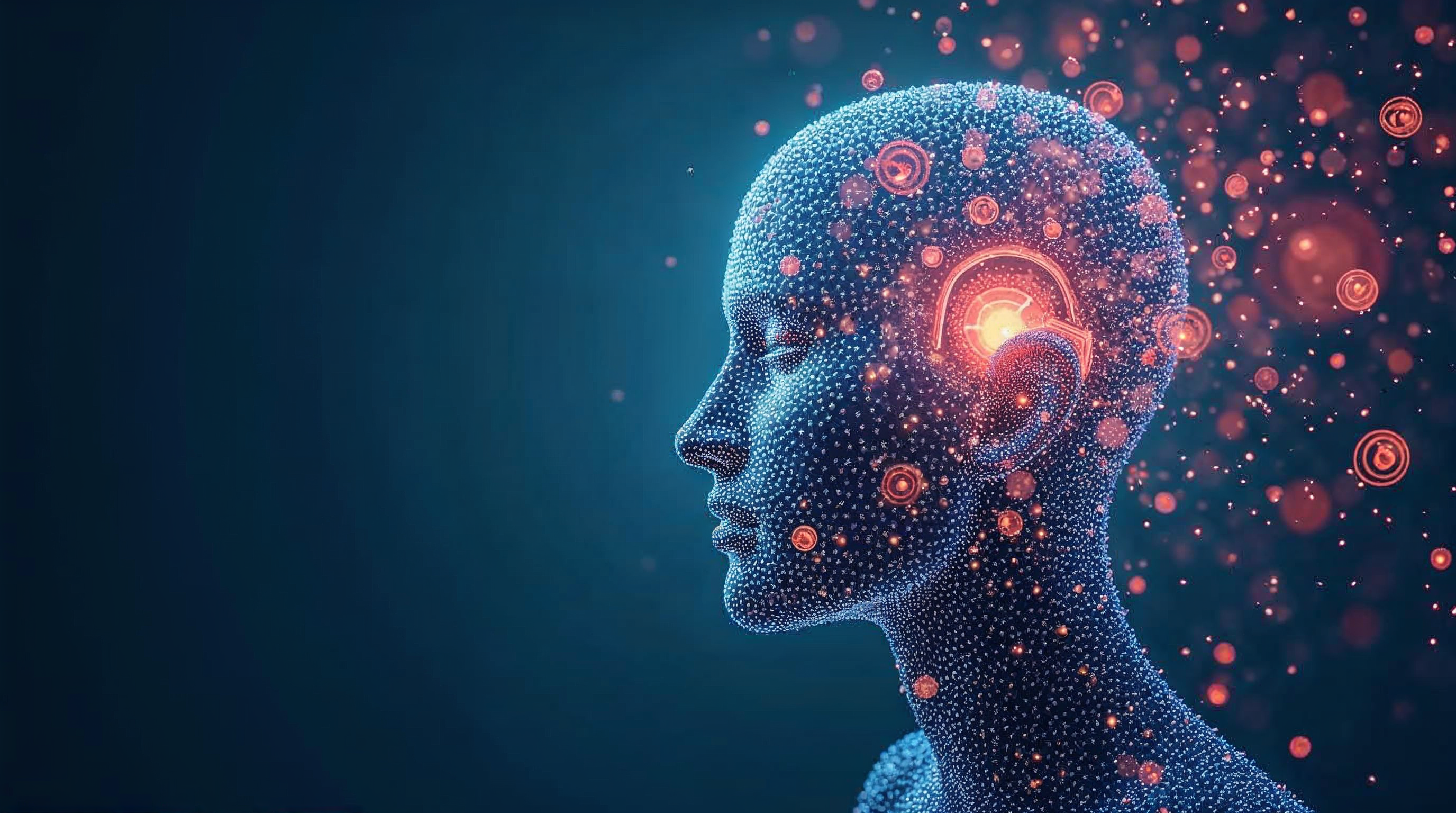AI concept illustration with social media icons