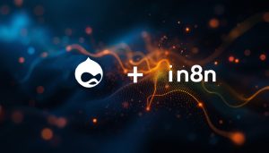 Drupal and n8n content automation workflow diagram