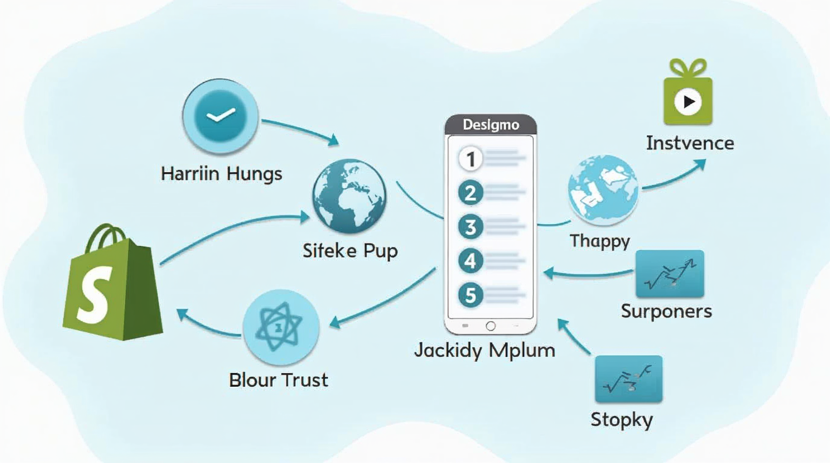 Illustration of workflow connecting Shopify with Make