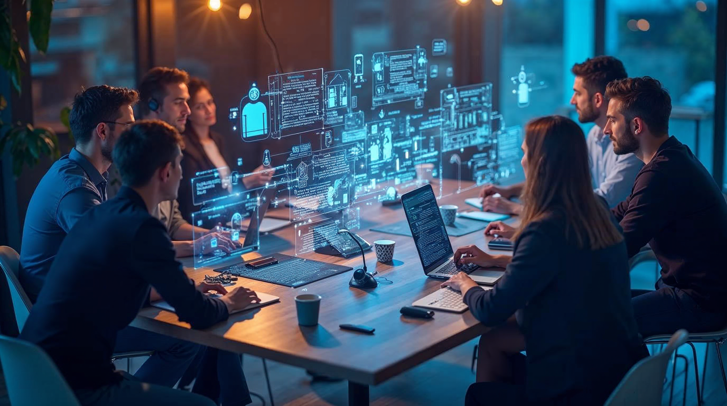 Team collaborating on AI-driven social content