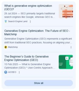 Illustration demonstrating Google AI Snippets on a search results page