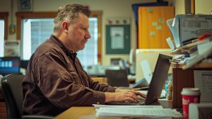 Small business owner testing AI plugin on a laptop