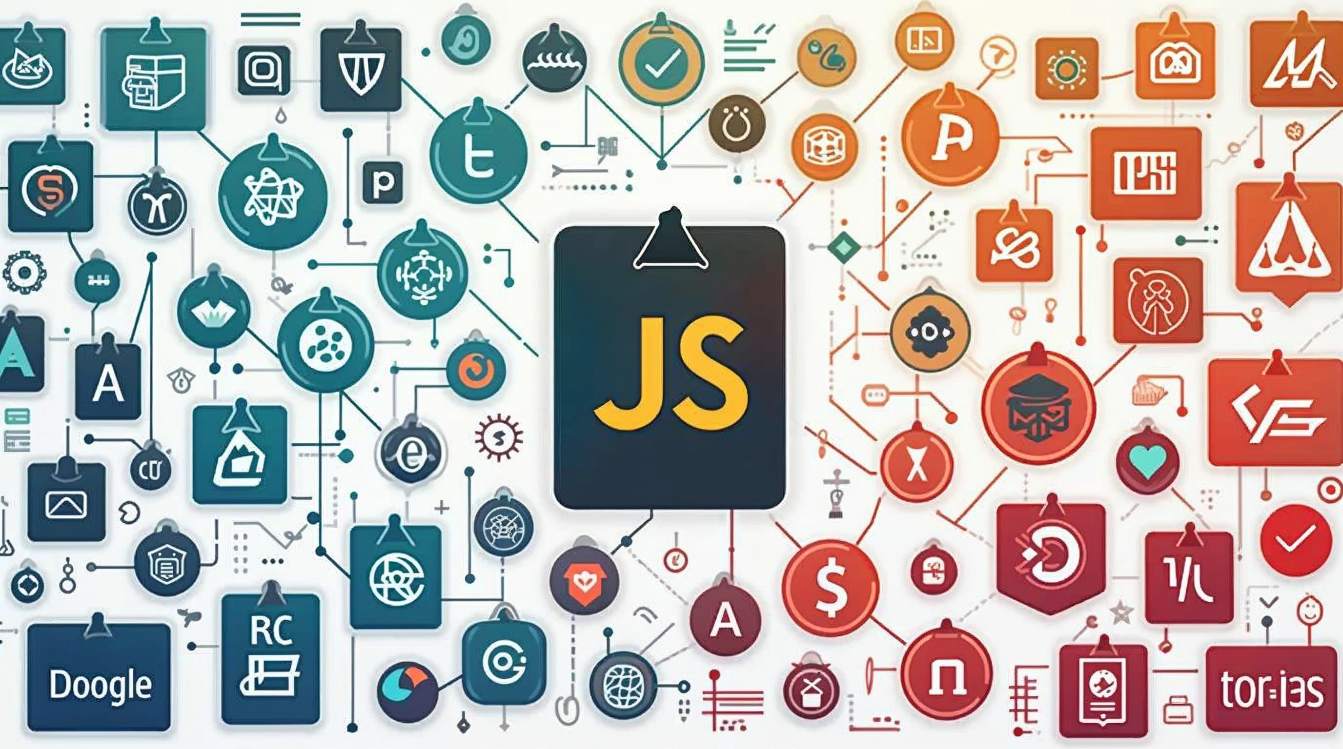 Graphic displaying logos of popular JavaScript frameworks